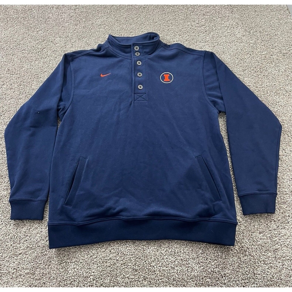Vintage Fighting Illini Nike Sweater Mens Large Henley‎ 90s Streetwear Illinois